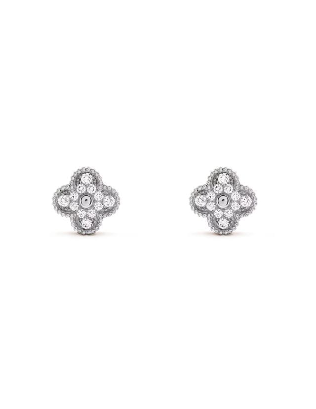 Vintage Alhambra earrings in 18K white gold Diamond, €15,800 (approximately P1,004,042.60), VAN CLEEF & AREPLS, vancleefarpels.com